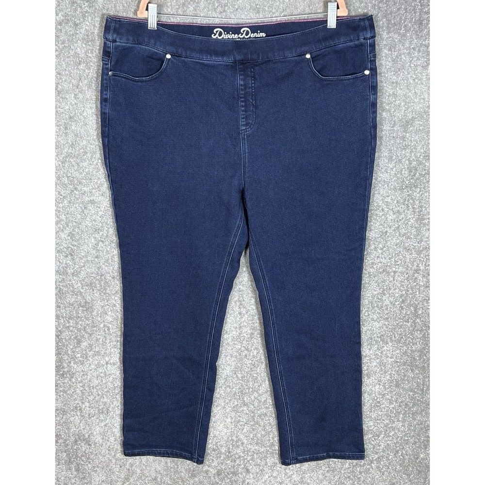 Isaac Mizrahi Live Divine Denim Pull On Jeans Womens Sz 22W Blue Stretch Pockets